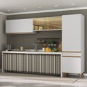 Ver imagem 1 de Armário Cozinha Modulada Compacta com Vidros 302cm 3 Peças Veneza Multimóveis Mp2299
