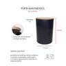 Pote Cafe Açucar Porta Mantimento Aço Preto Tampa Bambu Lata - 5