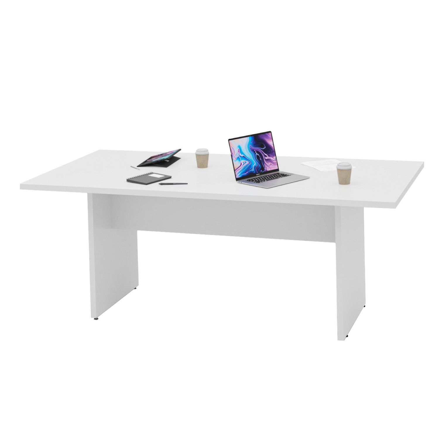 Mesa de Reunião para Escritório 2mx1m Tampo 30mm - Branco - 3