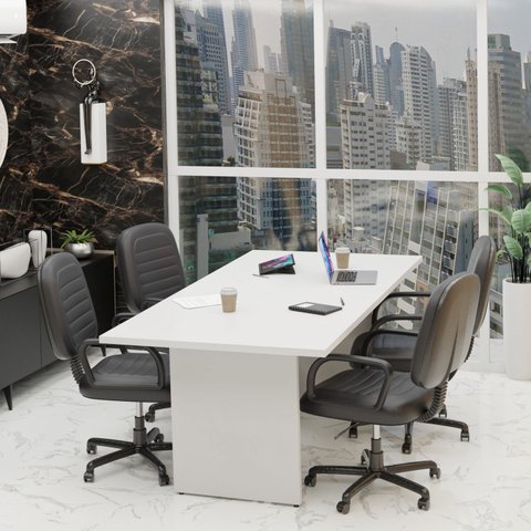 Mesa de Reunião para Escritório 2mx1m Tampo 30mm - Branco