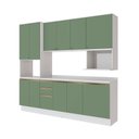 Ver imagem 2 de Armário de Cozinha Compacta Nicho Micro-ondas 100% Mdf 250cm Branco/verde Oliva Celeste Kappesberg