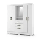 Ver imagem 2 de Guarda-Roupa Solteiro Capelinha com Espelho 4 Portas, 3 Gavetas e Pés Mirabilis Branco