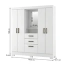 Ver imagem 3 de Guarda-Roupa Solteiro Capelinha com Espelho 4 Portas, 3 Gavetas e Pés Mirabilis Branco