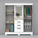 Ver imagem 5 de Guarda-Roupa Solteiro Capelinha com Espelho 4 Portas, 3 Gavetas e Pés Mirabilis Branco