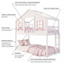 Ver imagem 2 de Beliche Montessori Infantil Solteiro Casinha Dos Sonhos com Varanda Madeira Maciça Branco Rosa