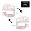 Ver imagem 4 de Beliche Montessori Infantil Solteiro Casinha Dos Sonhos com Varanda Madeira Maciça Branco Rosa
