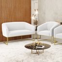 Ver imagem 2 de Sofá Namoradeira e Poltrona Base Industrial Dourado Stella Bouclê Off White D03 - D'Rossi