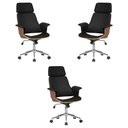 Ver imagem 1 de Kit 3 Cadeira de Escritório Home Office Decorativas Casemiro Pu C/regulagem de Altura Base Giratória