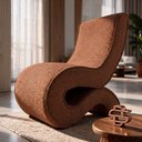 Ver imagem 2 de Poltrona Orgânica Escultural Sala de Estar Curva S Sinuê Bouclê Moscow Terracota - Desk Design