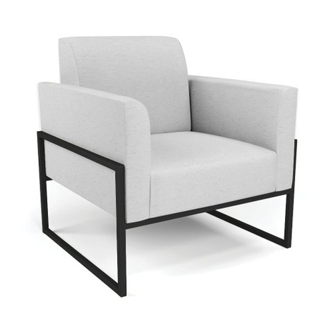 Poltrona Base Industrial Alta Preto Marisa Linho Cinza A05 D03 - D’Rossi