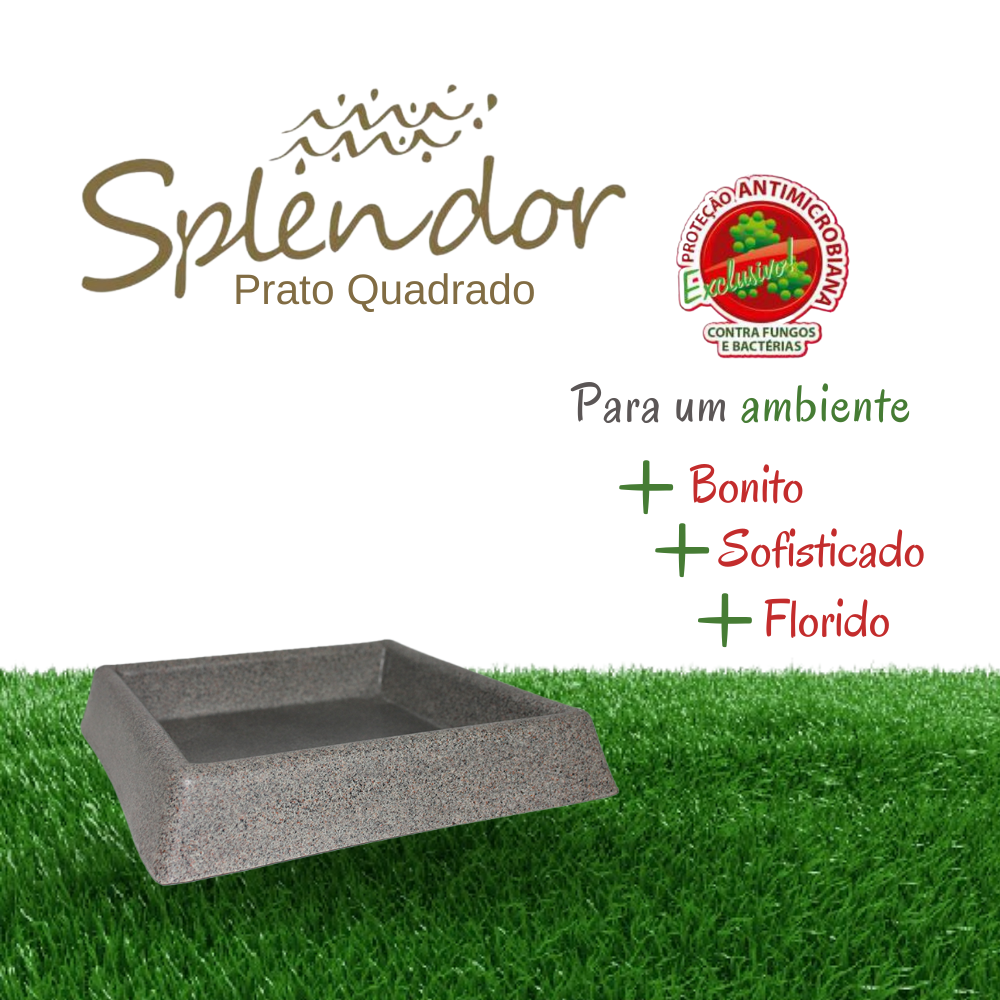 Prato para Vaso Quadrado Linha Splendor Cor Pedra Tamanho 41x41cm Durín - 2