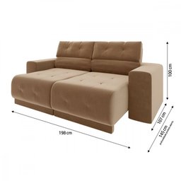 Sofá Retrátil e Reclinável 3 Lugares 3080 Tecido Veludo Choco Mamflex - 3