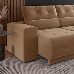 Sofá Retrátil e Reclinável 3 Lugares 3080 Tecido Veludo Choco Mamflex - 4