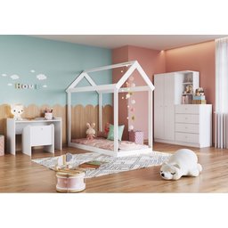 Mini Cama Infantil Montessoriano 83,5cm Estilo Casinha Branco Mc7005 Art In Móveis - 3