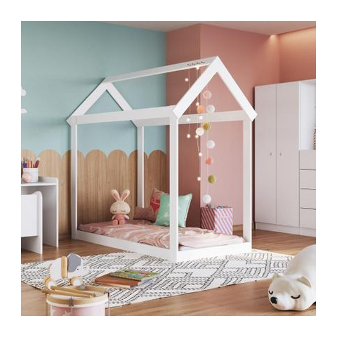 Cama Infantil Montessoriana Casinha Branco 83,5cm MC7005 - Art In Móveis