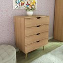 Ver imagem 2 de Cômoda 68x92,5cm 4 Gavetas Amêndoa Cm8026 Cor: Amêndoa