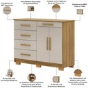 Ver imagem 3 de Cômoda Sapateira para Quarto 2 Portas 5 Gavetas Biana V01 Nature Fendi - Lyam Decor