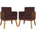 Ver imagem 1 de Kit 2 Poltronas Decorativa para Sala Recepção Escritório Consultório Lis Corino Peroba e Suede