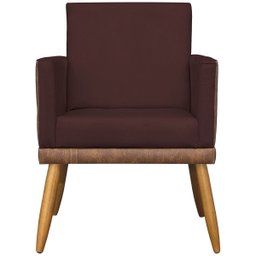 Kit 2 Poltronas Decorativa para Sala Recepção Escritório Consultório Lis Corino Peroba e Suede - 5