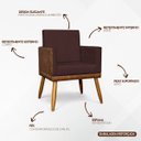Ver imagem 3 de Kit 2 Poltronas Decorativa para Sala Recepção Escritório Consultório Lis Corino Peroba e Suede