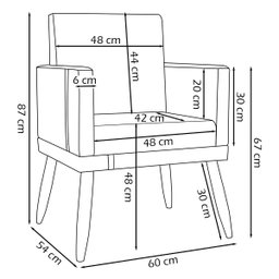 Kit 2 Poltronas Decorativa para Sala Recepção Escritório Consultório Lis Corino Peroba e Suede - 4