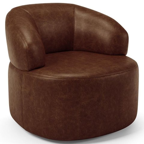 Poltrona Giratória Orgânica para Sala de Estar Living Helena L02 Couríssimo Marrom - Lyam Decor