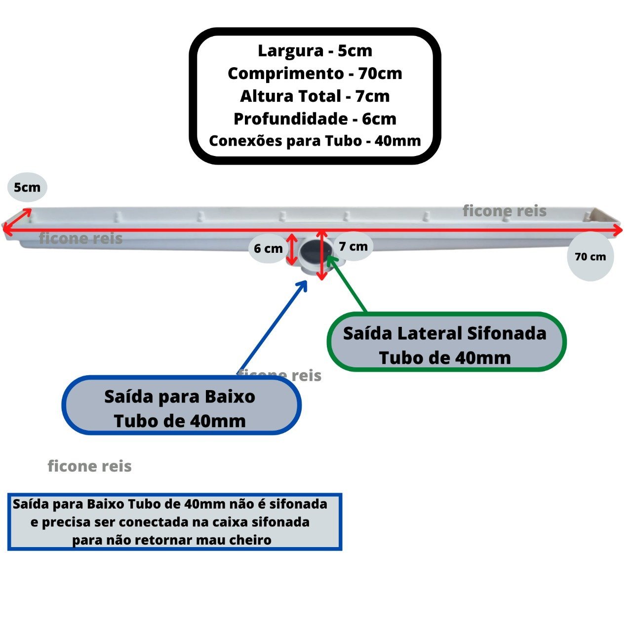 Ralo Linear 5x70 Grelha Aluminio Branco Com Tela Anti Insetos e Coletor Branco - 6