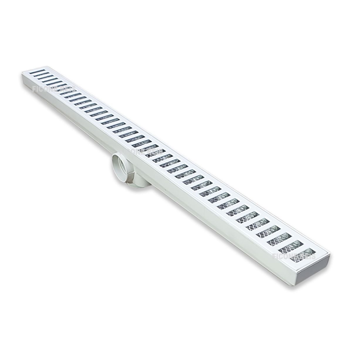 Ralo Linear 5x70 Grelha Aluminio Branco Com Tela Anti Insetos e Coletor Branco - 1