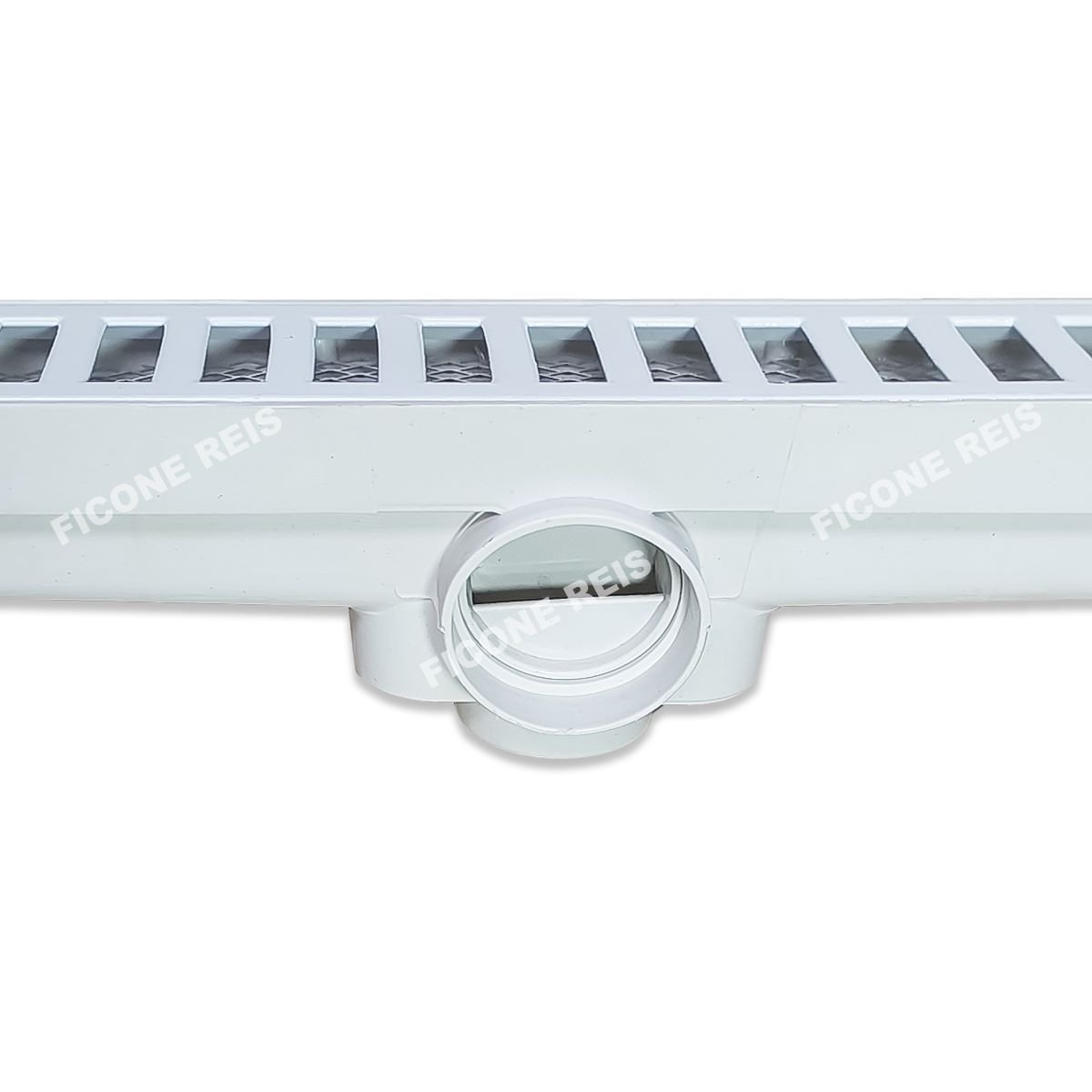 Ralo Linear 5x70 Grelha Aluminio Branco Com Tela Anti Insetos e Coletor Branco - 5