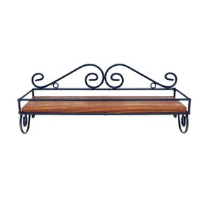 Prateleira Suspensa Cozinha Multiuso Ferro Madeira Rustica Minas Arte Própria 10x10x40