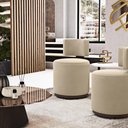 Ver mais imagens de Puff Decorativo Orgânico Living Melis Veludo Bege Sintético Marrom - Desk Design