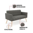Ver imagem 4 de Kit 1 Sofá Namoradeira e 1 Poltrona Elisa Suede Pés Palito Natural - D'Rossi Cor Grafite