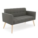Ver mais imagens de Kit 1 Sofá Namoradeira e 1 Poltrona Elisa Suede Pés Palito Natural - D'Rossi Cor Grafite