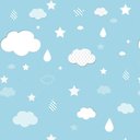 Ver imagem 3 de Papel de Parede Infantil - Nuvens, Gotas e Estrelas Arte Destaque 1,50 Metros