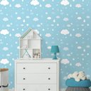 Ver imagem 1 de Papel de Parede Infantil - Nuvens, Gotas e Estrelas Arte Destaque 1,50 Metros