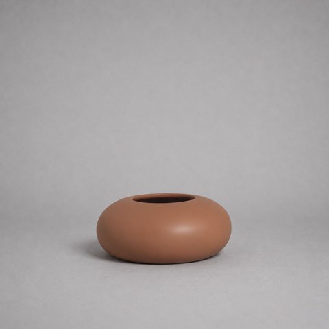 Cachepot Redondo Médio Vaso Decorativo de Cerâmica para Sala e Mesa Mocha Mousse