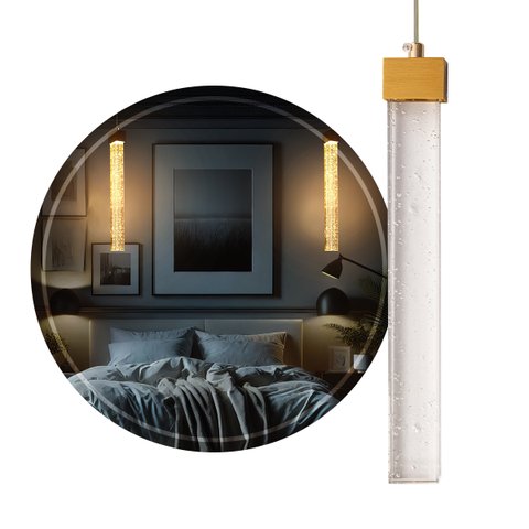 Pendente Rectangle Barra Cristal Led Multicor Moderno Cabeceira Lus-11 St3136