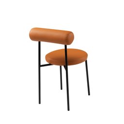 Cadeira Roll Estofado Courissimo Caramelo Base Aço Carbono Preto - Casa Maju - 2