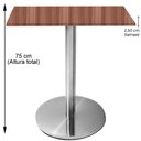Ver imagem 2 de Mesa Beta Inox 75 Cm Altura Disco Redondo Tampo Mdp Quadrado 70 Cm Largura X 2,50 Cm Altura Walnut