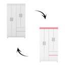 Ver imagem 4 de Guarda Roupa Roupeiro 04 Portas Lotus Branco Rosa Flex Demóbile