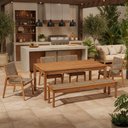 Ver imagem 1 de Mesa de Jantar com Banco de Madeira 180cm e 04 Cadeiras Trammare C07 Corda Rami - Lyam Decor