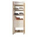 Ver imagem 3 de Estante Closet Organizador de Roupas 2 Gavetas 4 Prateleiras 100% MDF Off White com Freijó Dalla