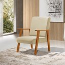Ver imagem 2 de Kit 2 Poltronas Decorativas para Sala de Estar Juliana Veludo Bege Base Madeira Maciça