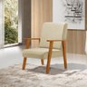 Kit 2 Poltronas Decorativas para Sala de Estar Juliana Veludo Bege Base Madeira Maciça - 2