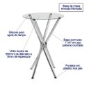 Ver imagem 2 de Mesa Bistrô Alta 1,00 Metro Cozinha Pé Palito Cromada com Tampo de Vidro Redondo 60cm Poltronas do S
