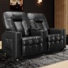 Poltrona Reclinável para Cinema 2 Lugares Praddo Fh9 Pu Preto Brilho - Mpozenato - 2