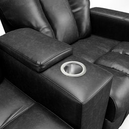 Poltrona Reclinável para Cinema 2 Lugares Praddo Fh9 Pu Preto Brilho - Mpozenato - 10