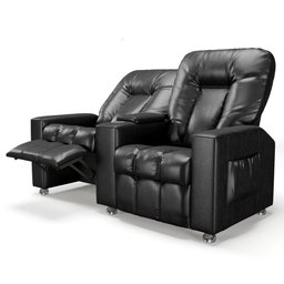 Poltrona Reclinável para Cinema 2 Lugares Praddo Fh9 Pu Preto Brilho - Mpozenato - 8