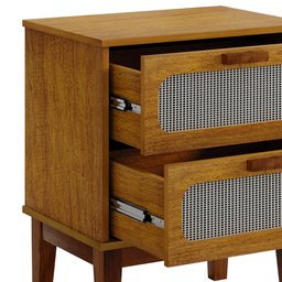 Mesa de Cabeceira 2 Gavetas Santorini Nature 45 Cm Palhinha Indiana - 4