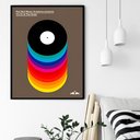 Ver imagem 1 de Quadro Decorativo Bauhaus Discos Cores - 70x50cm:moldura Branca